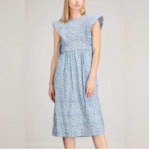 NWT Sea New York Blue Smocked Ida MIDI Dress